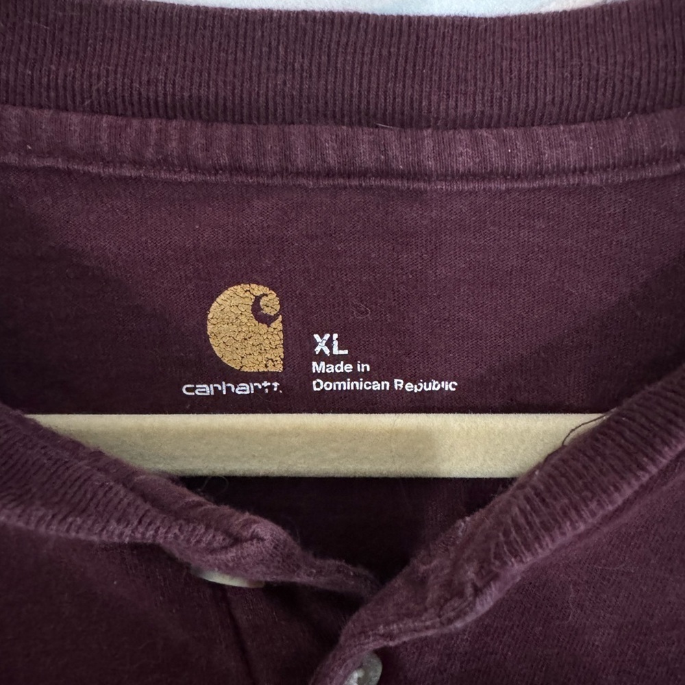 CARHARTT Workwear Short-Sleeve Henley Shirt In Port Maroon Size XL - Picture 3 of 6